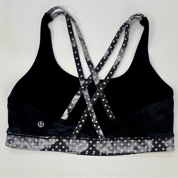 Lululemon Women's Energy Bra Dottie Dream Coal Black Athletic Workout top 8 - Picture 6 of 9